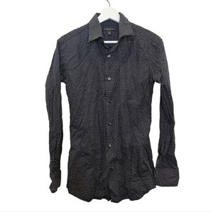 Zara Man Slim Fit Polka Dot Navy Blue Dress Shirt